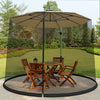 Outdoor umbrella table screen netting for 9-10 ft umbrellas, featuring zippered entrance and adjustable drawstring.