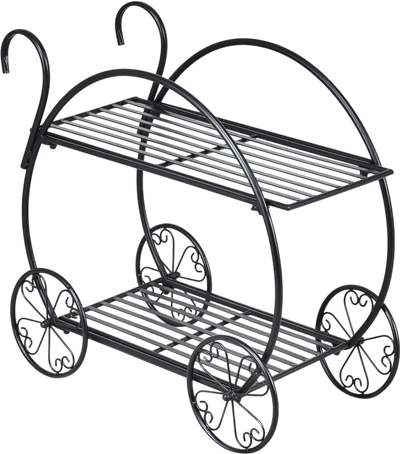 Costway Heavy Duty Metal Flower Cart Plant Stand 24931670 New