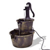 Two-tier outdoor barrel waterfall fountain with pump, designed for garden or patio, creating a soothing ambiance.