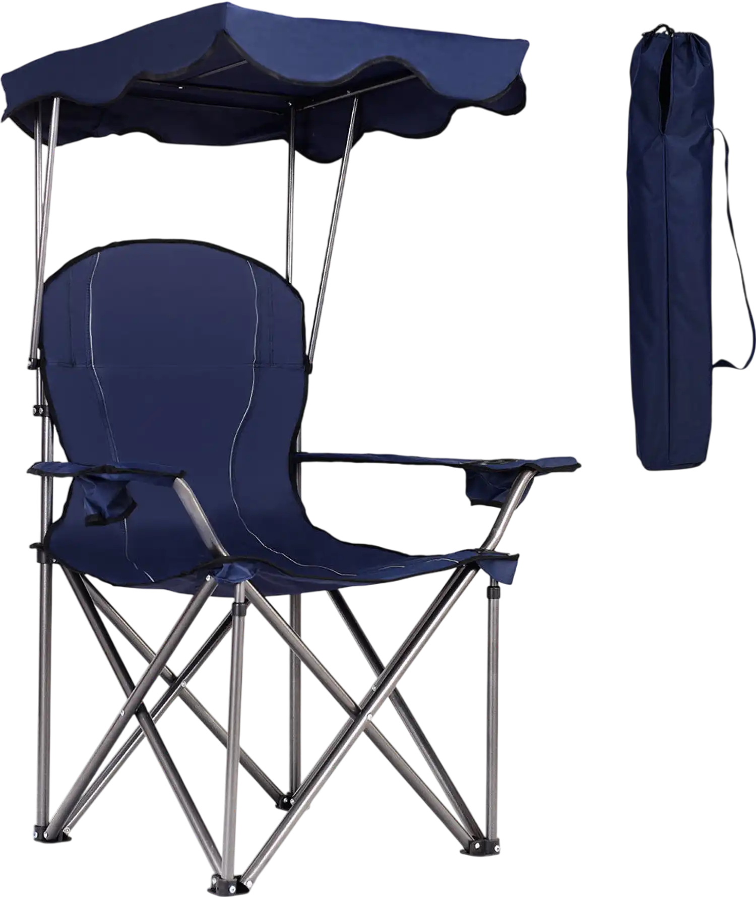 Costway Portable Folding Beach Canopy Chair w/ Cup Holders 89062375 New