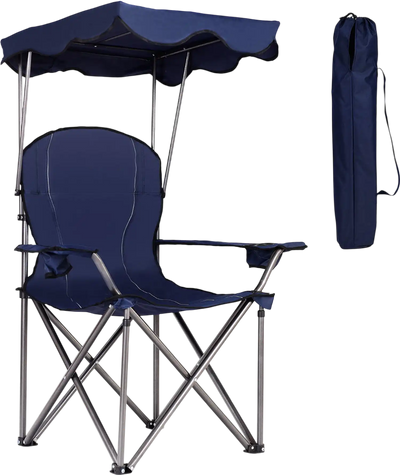 Costway Portable Folding Beach Canopy Chair w/ Cup Holders 89062375 New