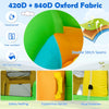 Brightly colored kids inflatable water park bounce house featuring durable 420D and 840D oxford fabric for outdoor fun.