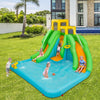Kids inflatable water park bounce house with bright colors, multiple play areas, and water spraying function for.
