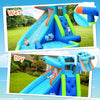 Hippo inflatable water slide bounce house featuring a fun curved slide and large splash pool for adventurous summer.