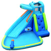 Hippo inflatable water slide bounce house with climbing wall and splash pool, perfect for summer fun and safe play.