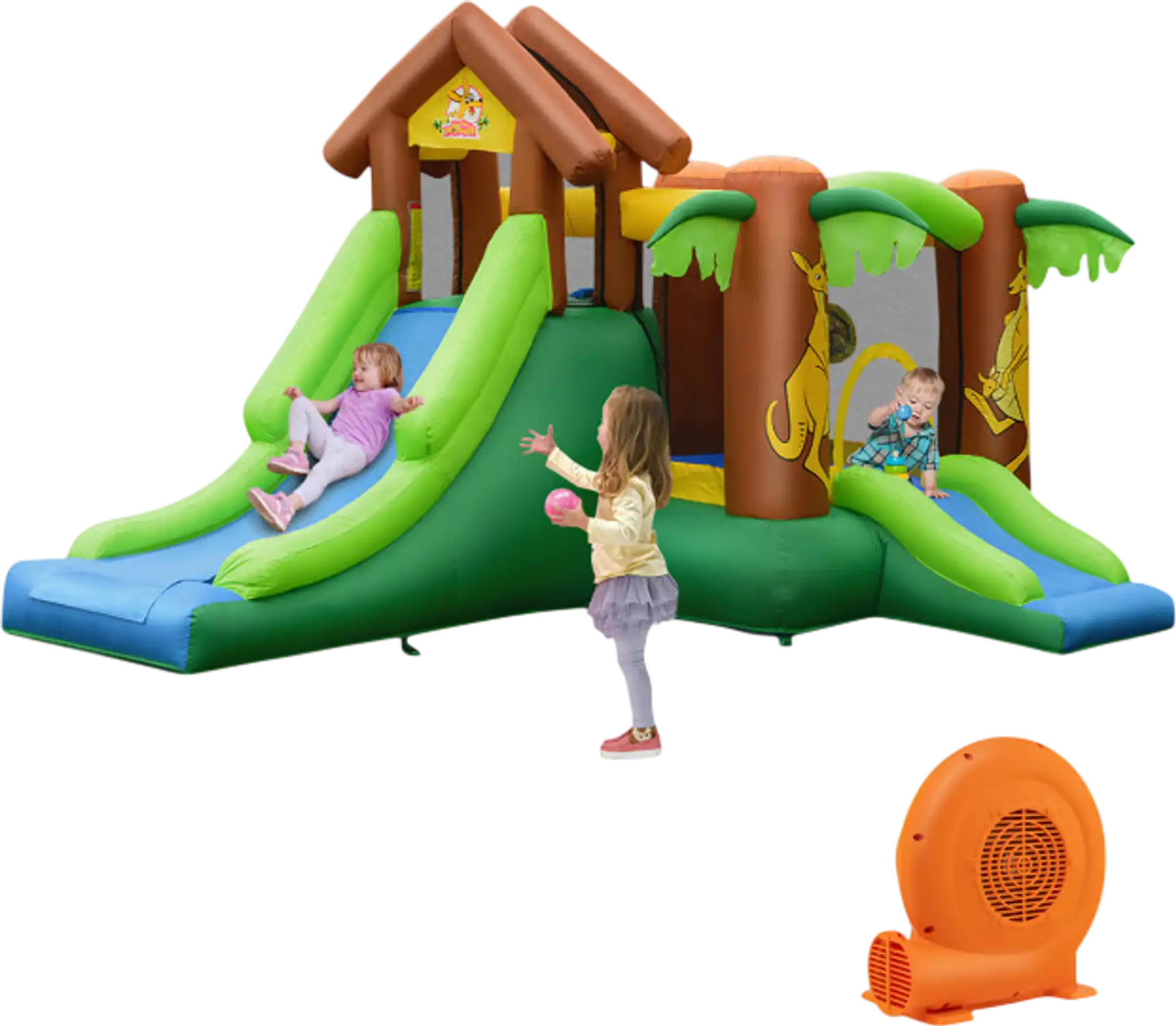 Costway Kids Jungle Bounce House Castle w/ 680W Blower 53286497 New