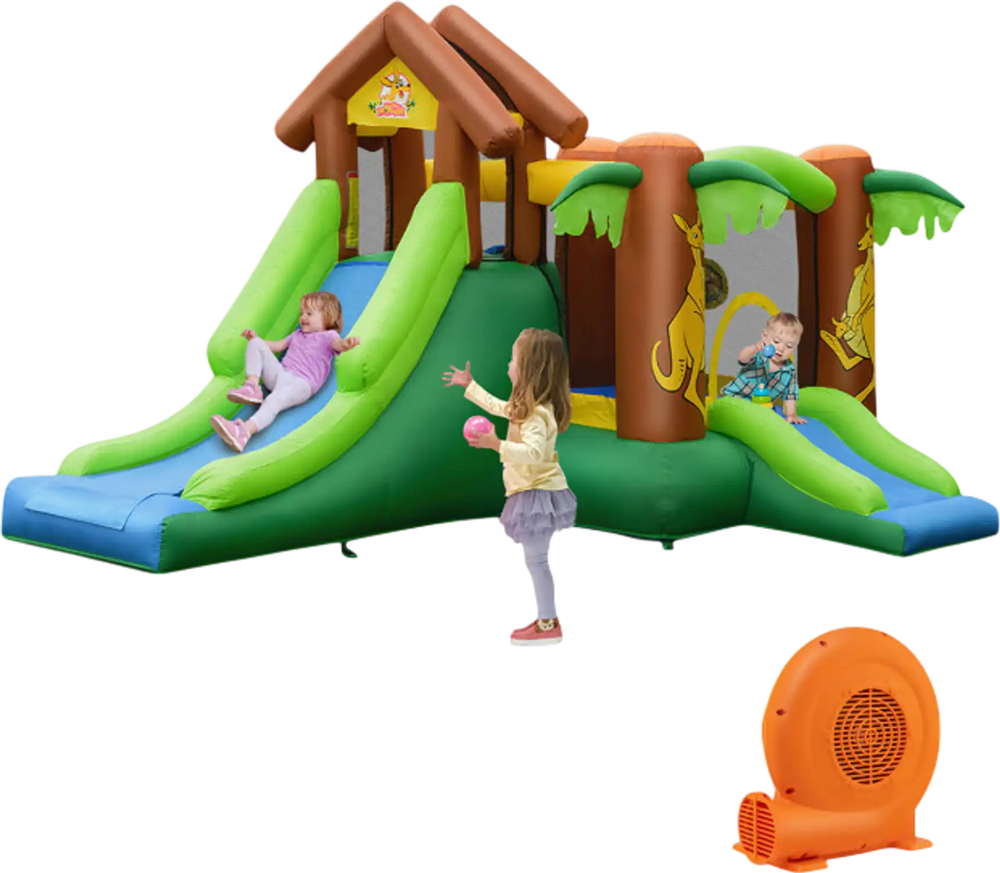 Kids Inflatable Jungle Bounce House Castle with 680W Blower