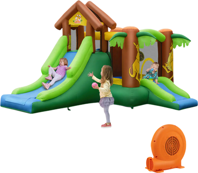 Costway Kids Jungle Bounce House Castle w/ 680W Blower 53286497 New