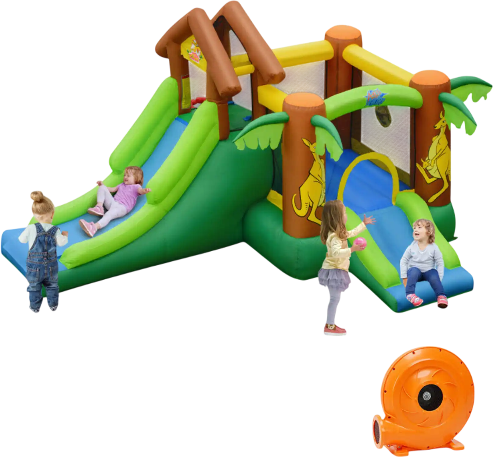 Costway Kids Jungle Bounce House Castle w/ 735W Blower 51823049 New