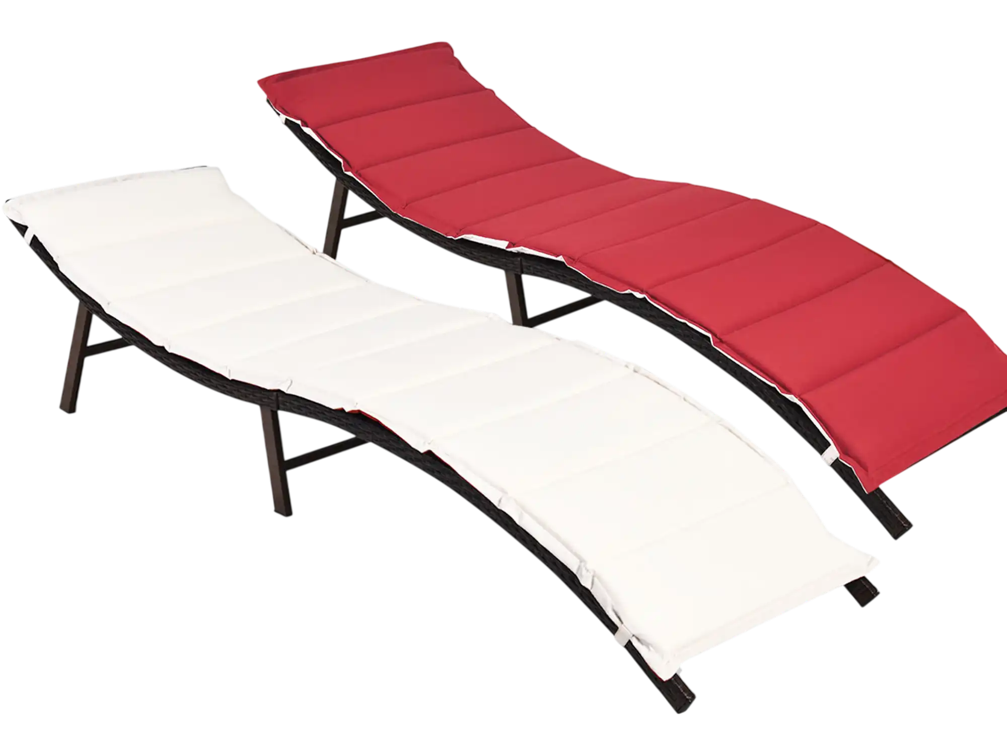Costway 2-Pc Folding Patio Chaise Lounge Chair 80594127 New