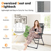 Oversized gray folding recliner chair with adjustable backrest, breathable fabric, perfect for outdoor relaxation.