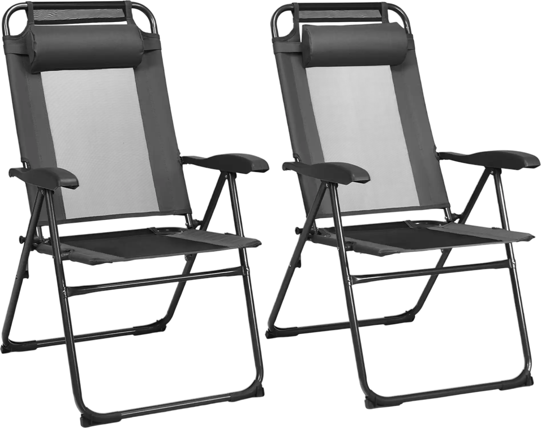 Costway 2-Pc Adjustable Folding Beach Recliner Chairs 7-Position 12598047 New