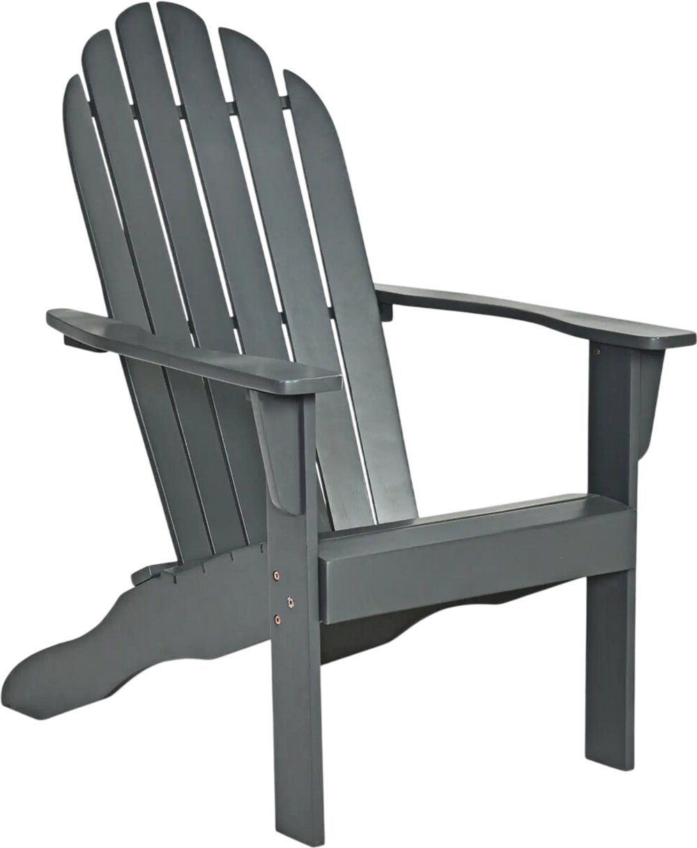 Gray acacia wood Adirondack chair with ergonomic design, perfect for outdoor patio relaxation and durable for all.