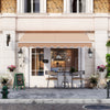 Retractable 10 x 8.2 feet beige awning with manual crank handle, ideal for outdoor shading and decor.