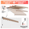 Retractable awning with manual crank handle, 10 x 8.2 feet, adjustable angle, durable beige polyester fabric.