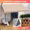 Retractable 10 x 8.2 feet beige awning with manual crank, featuring a durable aluminum frame for outdoor shading.