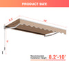 Retractable 10 x 8.2 feet awning in beige with manual crank, suitable for installation heights of 8.2'-10'.