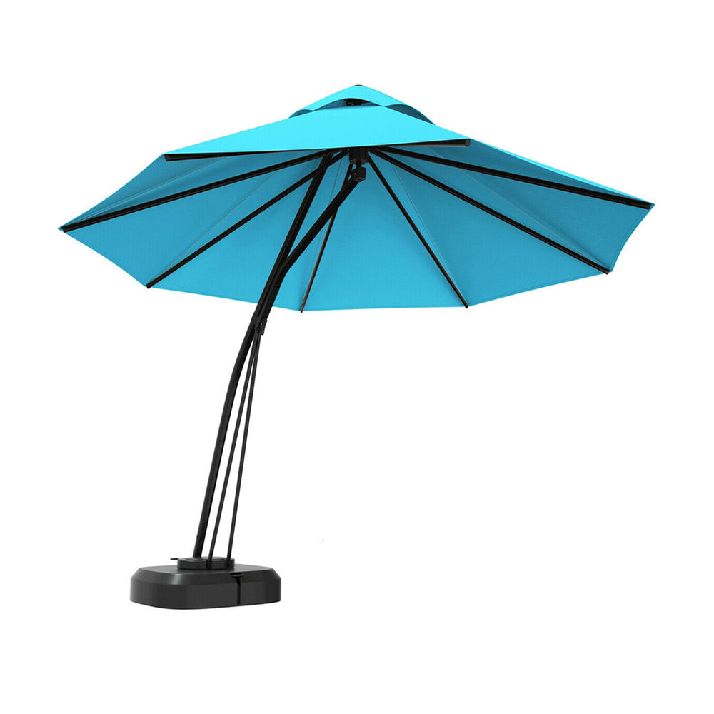 Costway Outdoor Cantilever Umbrella 11 Ft. with Base and Wheels New