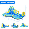 Inflatable water slide with climbing wall, splash pool, and water cannons, made of durable Oxford cloth for kids' fun.