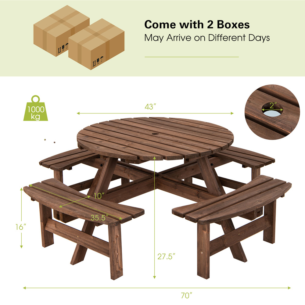 Costway Picnic Table and Bench Set 8 Seat Wood New