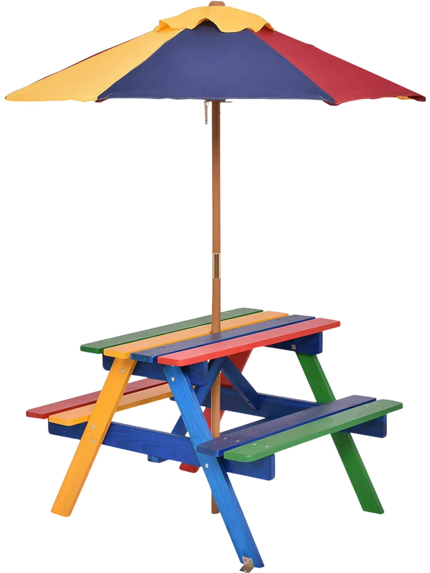 Costway 4-Seat Kids Outdoor Picnic Play Table Bench Set w/ Removable Umbrella 28971305 New