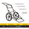 Folding deer game cart with large 17" wheels, sturdy steel frame, and heavy-duty rubber tires for easy transport.