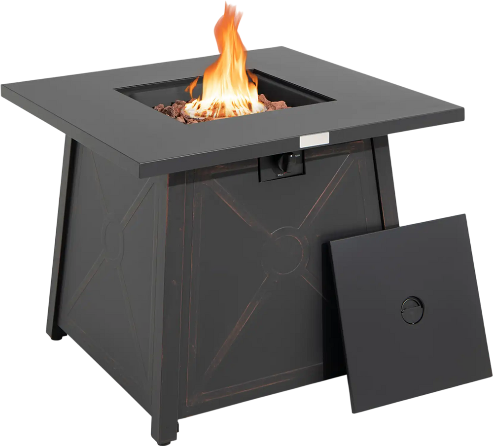 30 Inch Square Propane Gas Fire Table with Waterproof Cover