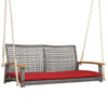 2-Person Patio Wicker Hanging Swing Chair-Red - Gallery View 1 of 10