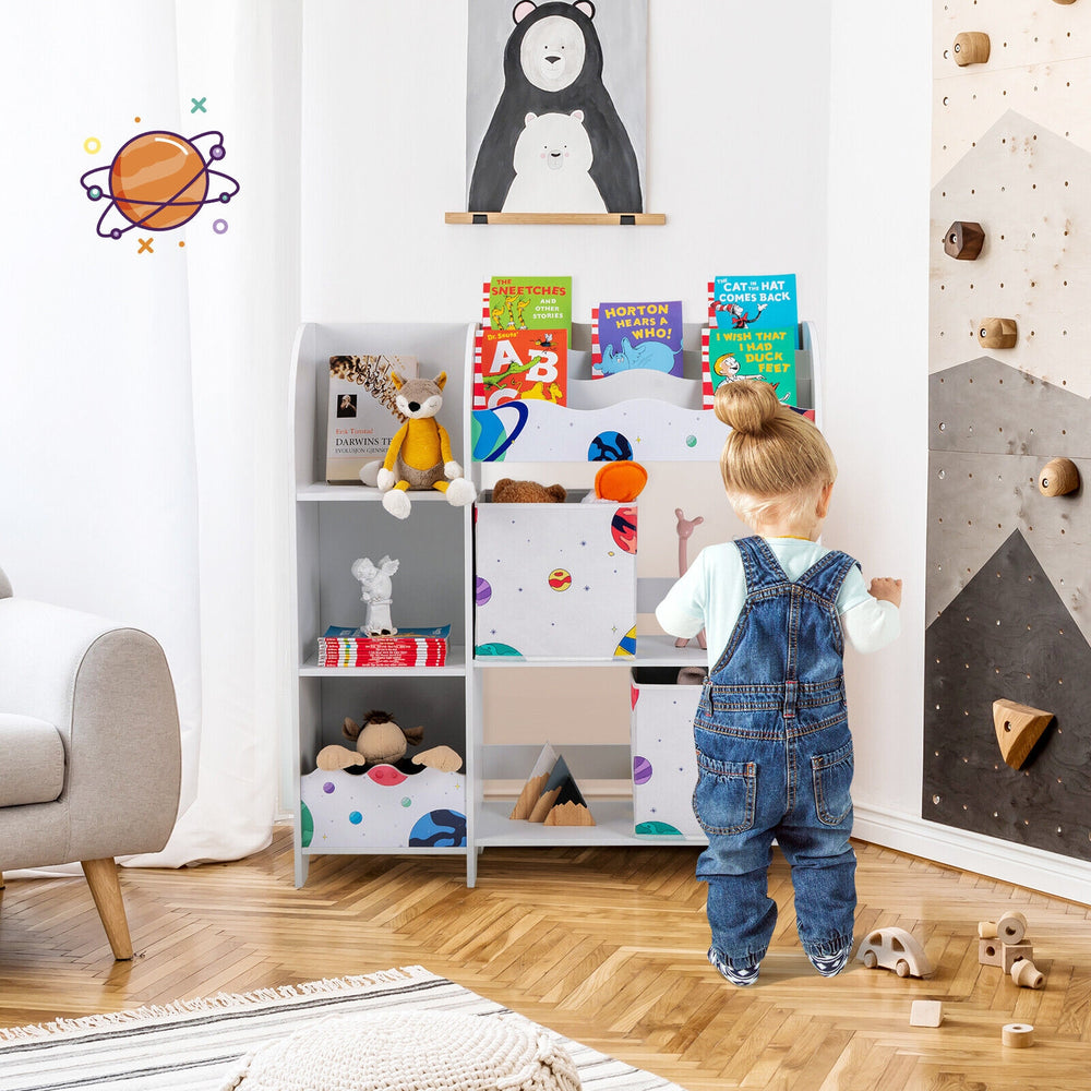 Kids Toy and Book Organizer Children Wooden Storage Cabinet with Storage Bins - Gallery View 1 of 10