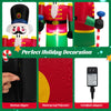 Inflatable nutcracker soldier with 2 LED lights, made of waterproof polyester, perfect for outdoor Christmas decoration.