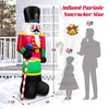 8-foot inflatable nutcracker soldier with bright LED lights, made of durable polyester, ideal for outdoor holiday.