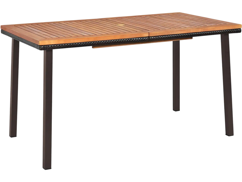 55 Inch Patio Acacia Dining Table with Umbrella Hole