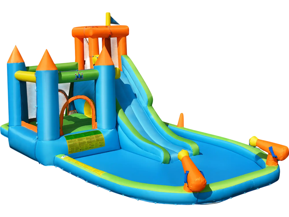Inflatable Water Slide Kids Bounce House Splash Water Pool with 735W Blower