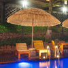 Thatched tiki beach umbrella with adjustable tilt, iron structure, and premium PP canopy for outdoor relaxation by the.
