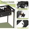 Close-up of the 225000 BTU portable propane 3 burner gas cooker, featuring cast iron construction and adjustable.