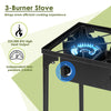Portable propane 3-burner gas cooker with 225,000 BTU output and independent temperature control for efficient cooking.