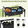 Sturdy portable propane 3 burner gas cooker with detachable legs, ideal for camping and outdoor cooking adventures.
