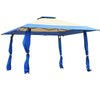 Blue 13x13 feet pop-up canopy tent with double ventilated roof and adjustable heights, ideal for outdoor gatherings.