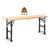 66.5-inch outdoor wood folding picnic table with adjustable heights, sturdy X-shape design, ideal for camping and.