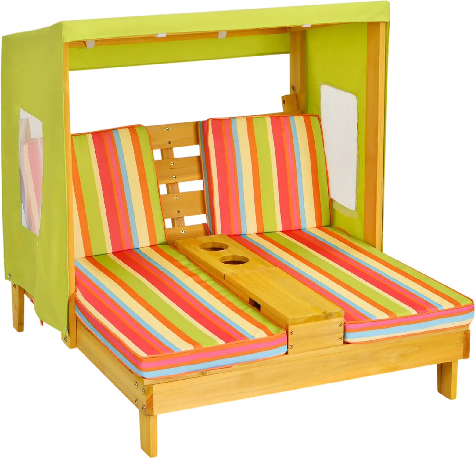 Costway Kids Patio Lounge Chair w/ Cup Holders & Awning 12468793 New
