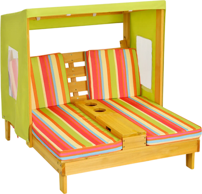 Costway Kids Patio Lounge Chair w/ Cup Holders & Awning 12468793 New