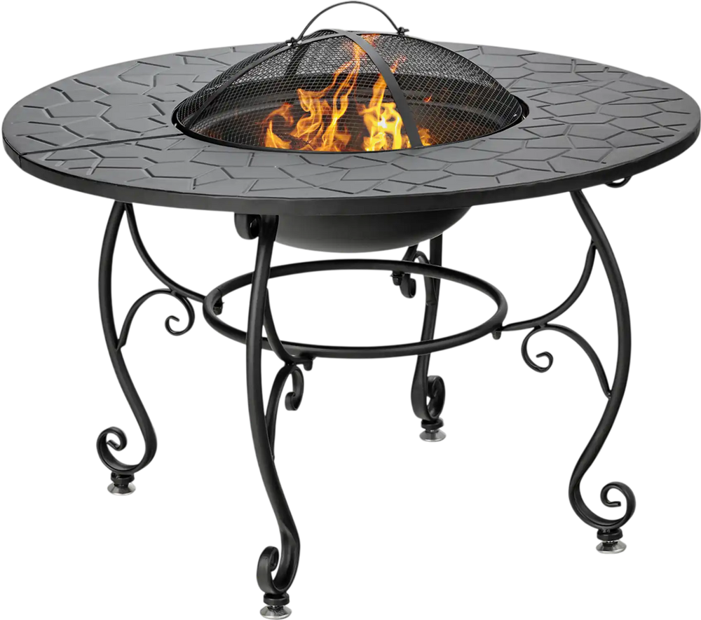 35.5 Feet Patio Fire Pit Dining Table With Cooking BBQ Grate