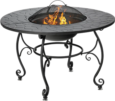 Costway Patio Fire Pit Dining Table w/ Cooking BBQ Grate 67584902 New