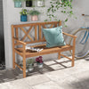 2-person outdoor bench made of acacia wood with cozy armrests, slatted seat, perfect for garden or patio use.