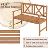 2-person outdoor bench made of acacia wood with cozy armrests, slatted seat design, perfect for garden or patio use.