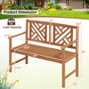 2-person wooden outdoor bench with cozy armrests, slatted seat design, and acacia wood, suitable for garden or patio.