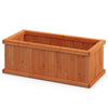 Raised garden bed wooden planter box in orange with 4 drainage holes and detachable bottom panels for versatile use.