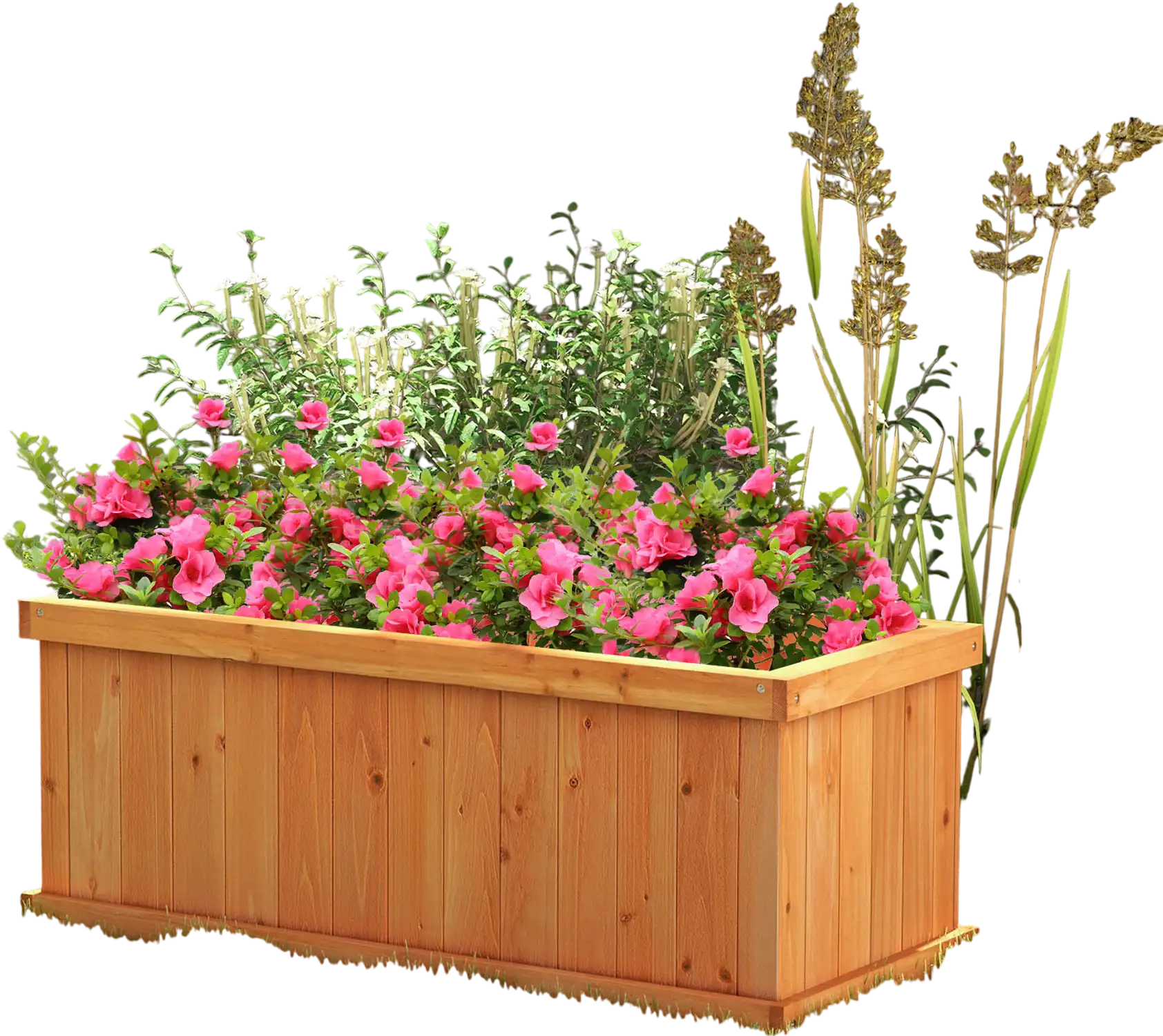 Costway Raised Wooden Garden Bed Planter Box 4 Drainage Holes Detachable Bottom Panels 64157389 New
