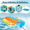 3-person inflatable banana boat with EVA-padded seats, easy inflation, and compact storage for water fun.