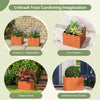 Square orange planter box with drainage gaps, perfect for flowers and vegetables on your front porch or balcony.